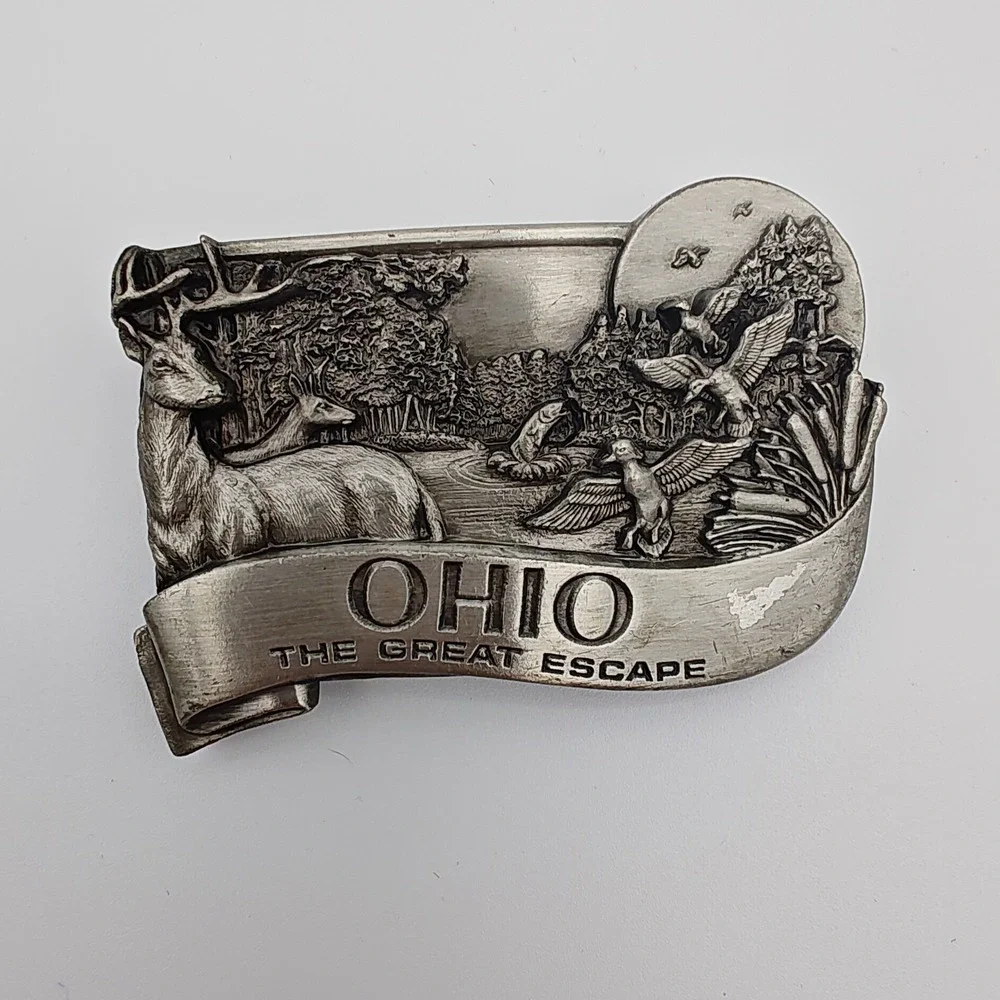Bergamot Belt Buckle Ohio The Great‎ Escape Vintage 1984 D-30 Pewter USA
